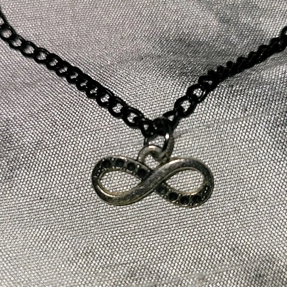 Handmade Black Unisex chain Infinity Charm Adjustable Anklet Or Bracelet
